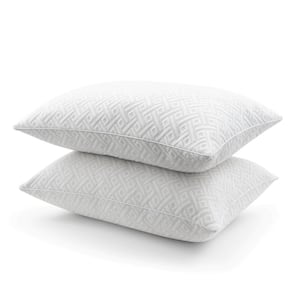 Martha Stewart Luxury Knit Bed Pillows, Fabric Infused with Charcoal, StandardQueen, 2-Pack