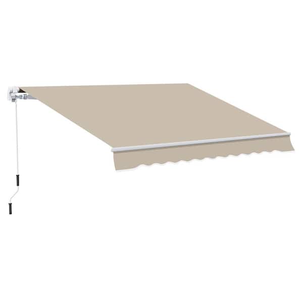 Outsunny 10 ft. Outdoor Patio Manual Retractable Exterior Window Awning with Adjustable and Versatile Design Beige