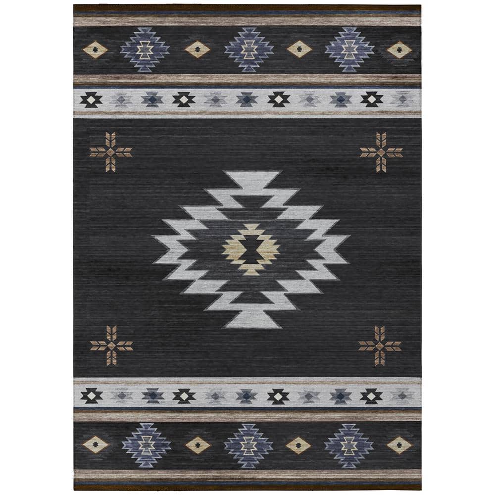 Sonora Black 3 ft. x 5 ft. Geometric Indoor/Outdoor Area Rug