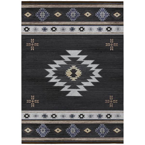 Addison Rugs Sonora Black 8 ft. x 10 ft. Geometric Indoor/Outdoor Area Rug