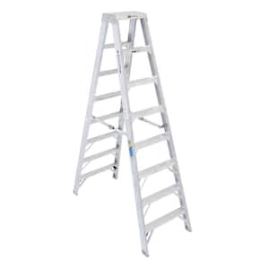 8 ft. Aluminum Twin Step Ladder with 375 lb. Load Capacity Type IAA Duty Rating