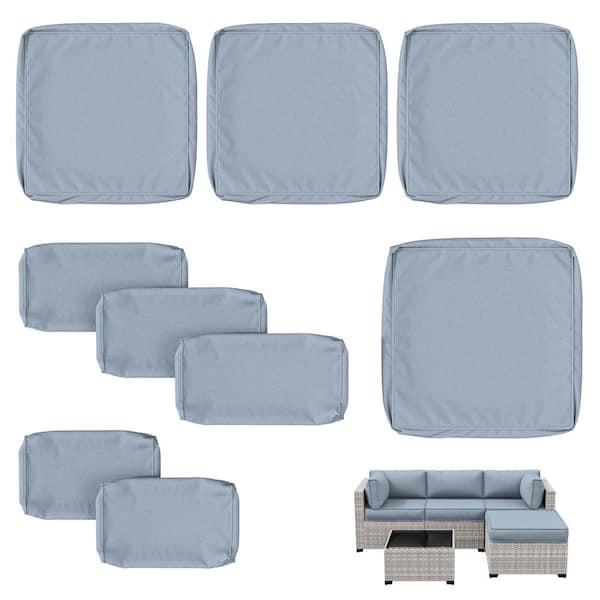 WNP 9-Pieces 25.6 in. Outdoor Patio Replacement Slip Covers for 4-Seater Furniture Cushion Sky Blue (Covers Only)