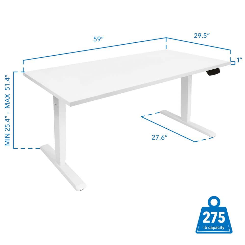 ElevatePro White Electric Adjustable Sit/Stand Desk with Touchscreen Control