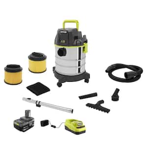 ONE+ 18V Cordless 4.75 Gallon Wet/Dry Vacuum Kit with 4.0 Ah Battery, Charger, and Replacement Filter