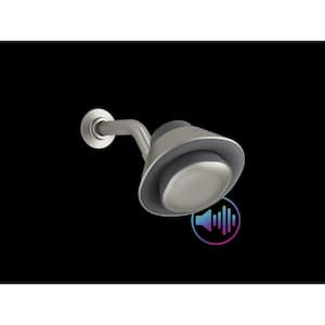 Moxie 1-Spray Pattern with 1.75 GPM 5.75 in. Wall Mount Fixed Shower Head Bluetooth Speaker in Vibrant Brushed Nickel