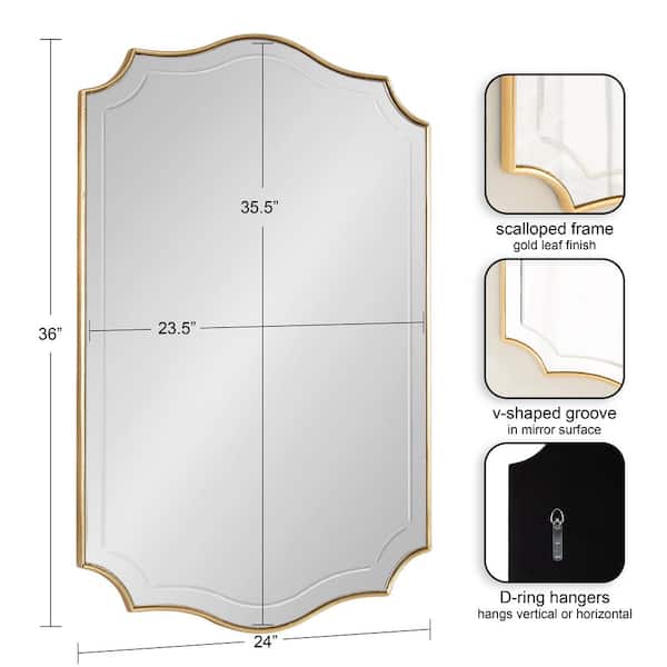 Hollyn 24.02 in. W x 35.98 in. H Gold Scalloped Traditional Framed Decorative Wall Mirror