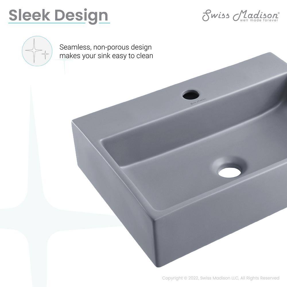 Claire 20" Matte Gray Ceramic Vessel Bathroom Sink