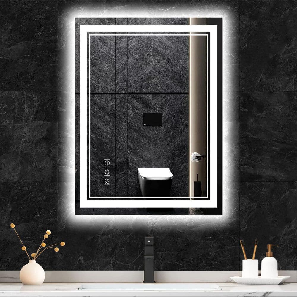 32 in. W x 24 in. H Rectangular Frameless LED Anti-Fog Dimmable Wall Bathro