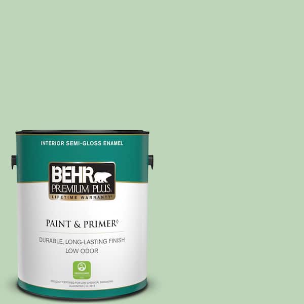 BEHR PREMIUM PLUS 1 gal. #M400-3 Bok Choy Semi-Gloss Enamel Low Odor Interior Paint & Primer