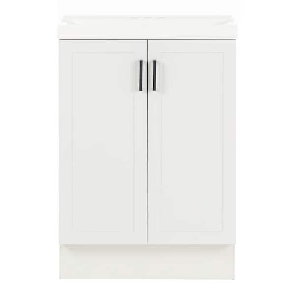 Penlee 25 in. Single Sink White Bath Vanity with White Cultured Marble Top (Assembled)