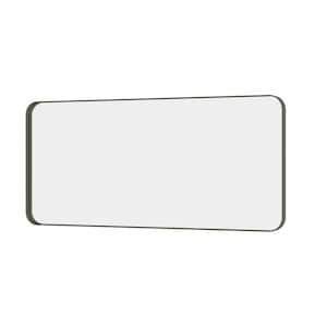 59 in. W x 28 in. H Large Rectangular Framed Wall Mounted Bathroom Vanity Mirror in Brushed Bronze