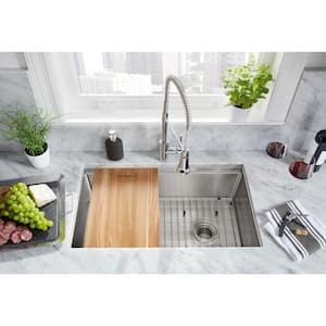 Crosstown Stainless Steel 33 in. Single Bowl Dual Mount Kitchen Sink with Workstation Kit