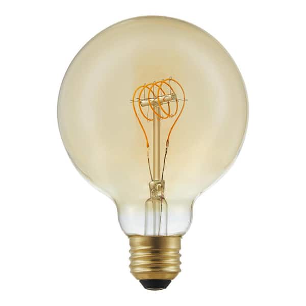 EcoSmart 40-Watt Equivalent G30 Dimmable Horizontal Filament LED Vintage Edison Light Bulb Amber (1-Pack)