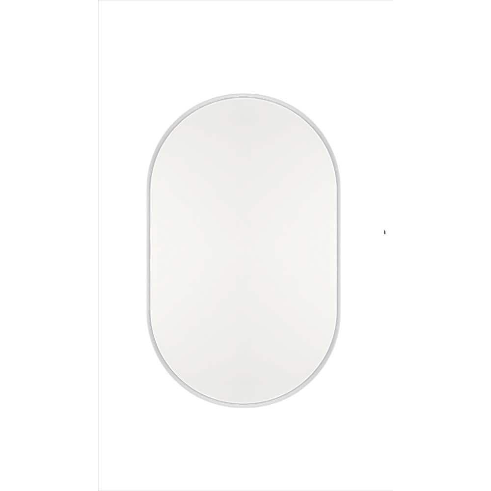 White 20.5 in. W x 33.5 in. H Oval Metal Framed Decorative Wall Mirror with