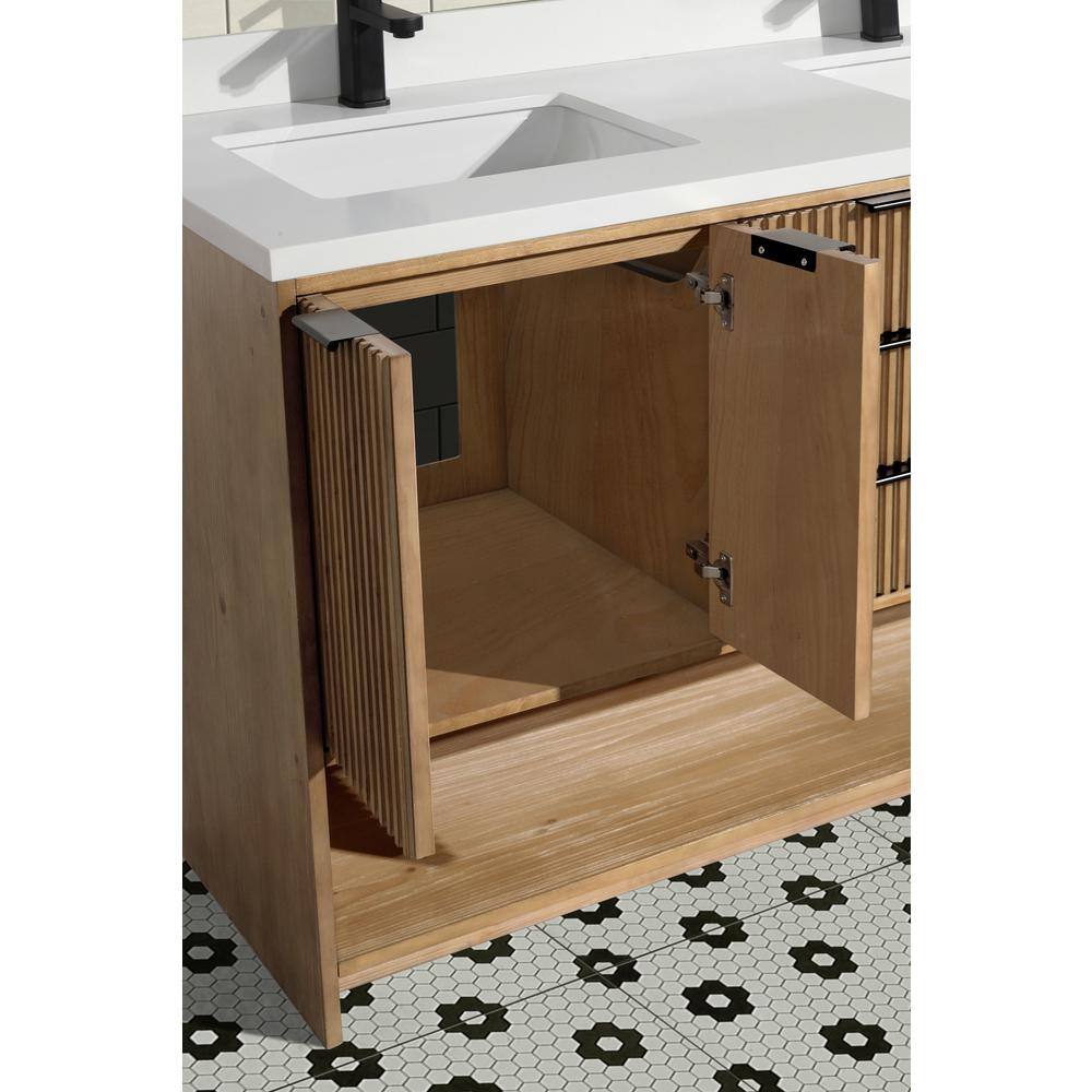 San Diego 55" Weathered Fir Double Sink Freestanding Vanity