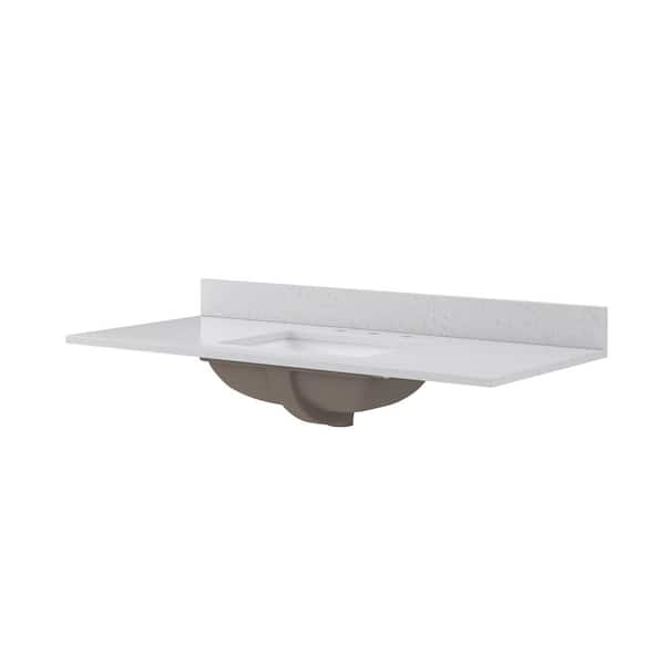 CRAFT + MAIN 49 in. W x 22 in. D x .75 in . H Engineered Quartz White Rectangular Single Sink Bath Vanity Top in Carrara Vita