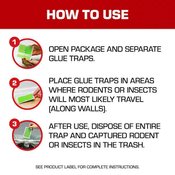 TOMCAT - Super Hold Glue Traps Mouse Size for Mice, Cockroaches, Spiders, and Scorpions, Ready-To-Use, 4 Traps