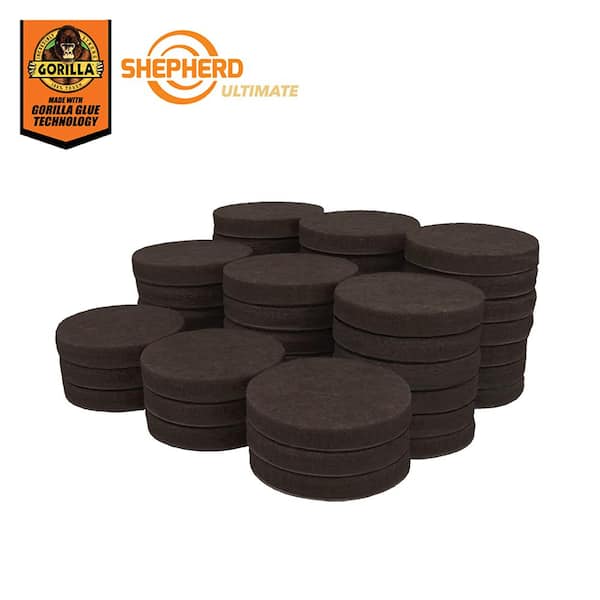 Shepherd Ultimate 1-1/2 in. Brown Round Self-Adhesive Furniture Felt Pads with Gorilla Glue Technology (48-Pack)