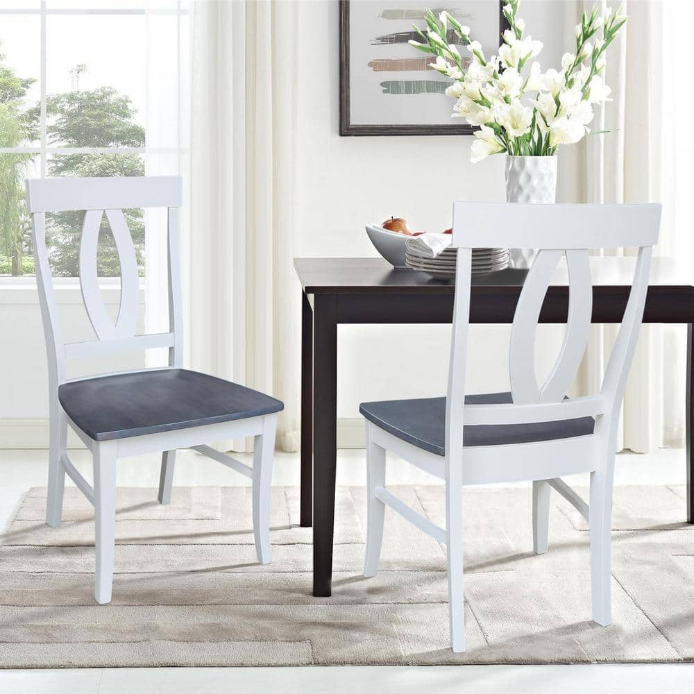 Heather Gray and White Solid Parawood High Side Chair