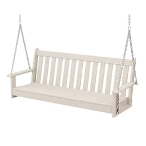 Vineyard 60 in. 3-Person Sand Plastic Porch Swing