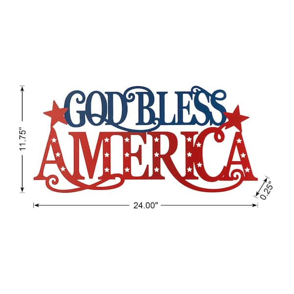 人文 Our American Heritage God Bless America Glitzhome 11.75 in. H Patriotic/Americana Metal 