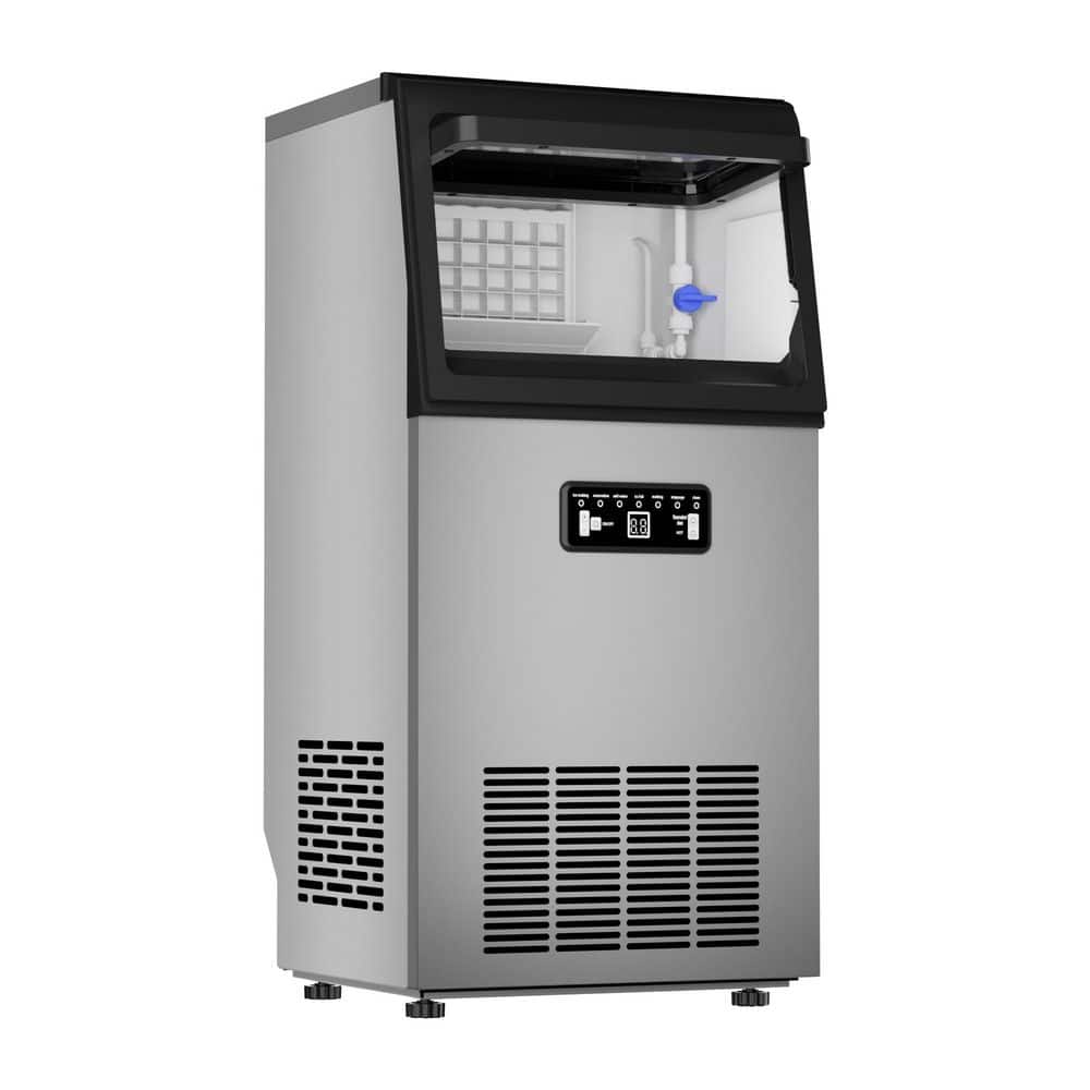 15 in. 120 lb. Freestanding/Built-In Full Size Cubes Ice Maker Machine in Stainless Steel w/ 35 lb. Bin and Clean Cycle
