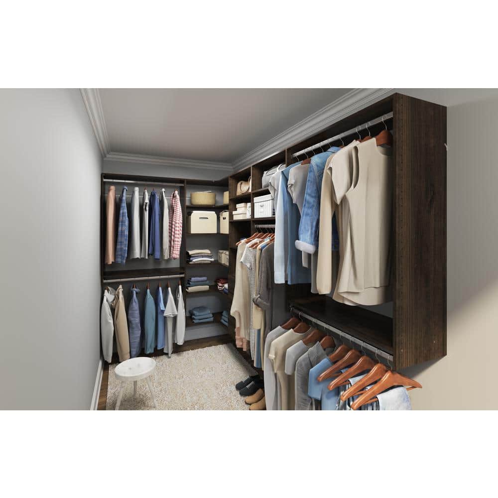 Truffle Wood Ultimate Corner Closet Organizer with Drawers