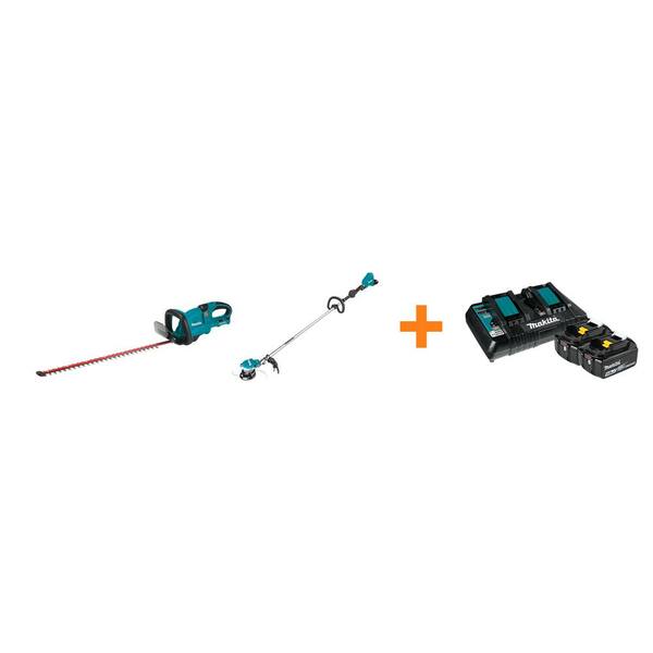 Makita 18V X2 LXT Blower and 18V X2 LXT String Trimmer with bonus 18V LXT Starter Pack