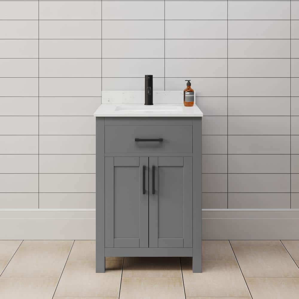 Beckett 24 in. W x 22 in. D x 35 in . H Single Bath Vanity in Dark Gray with Carrara Cultured Marble Top price history on PriceWatchPro