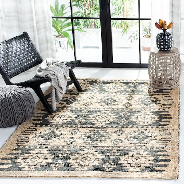 Bohemian 2 ft. x 3 ft. Gray/Beige Striped Aztec Diamond Area Rug
