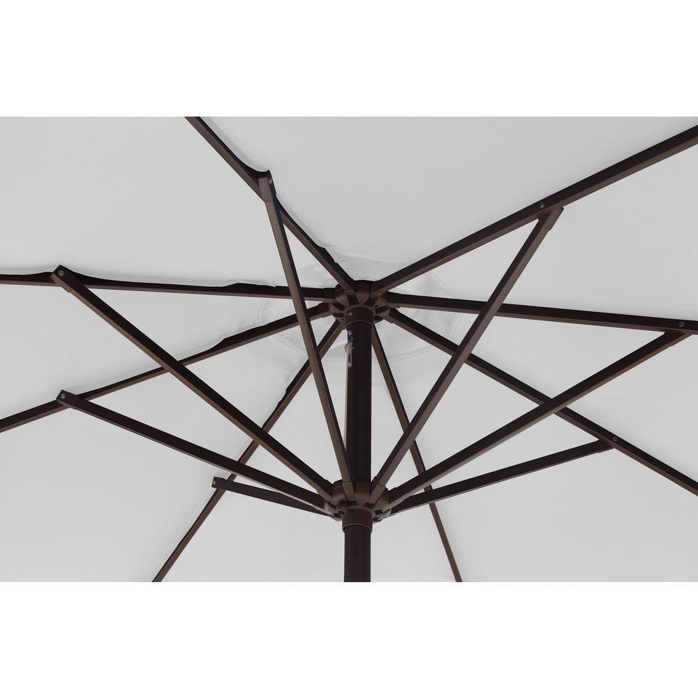 White 9 Ft Steel Outdoor Patio Umbrella with Black Base