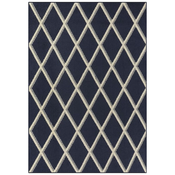 Unbranded Blue Polyester 5 ft. x 7 ft. Geometric Indoor Area Rug