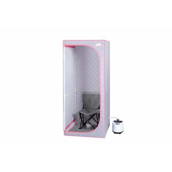 Tidoin 1-Person Gray Steam Sauna with Sauna Tent, Remote Controller, Steam Generator, Mat Board and Foldable Chair