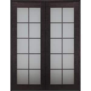 Avanti 10-Lite Frosted Glass 48 in. x 84 in. Both Active Black Apricot Composite Wood Double Prehung French Door