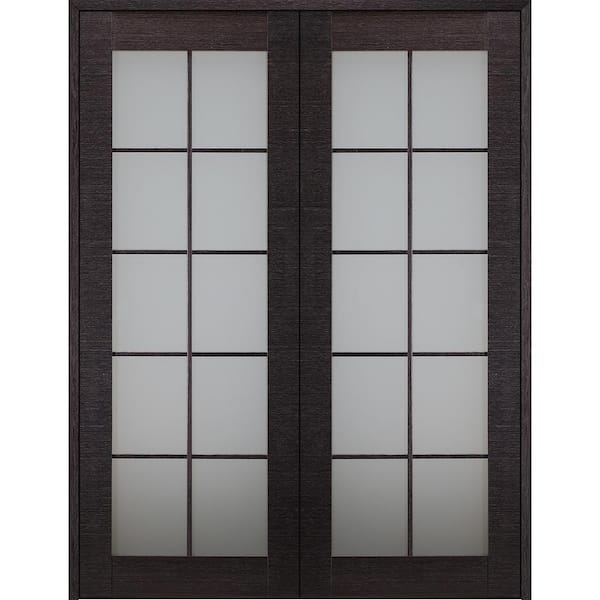Belldinni Avanti 10-Lite Frosted Glass 72 in. x 92.5 in. Both Active Black Apricot Composite Wood Double Prehung French Door
