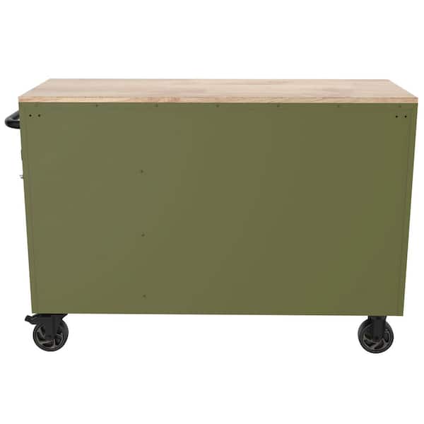 Husky Standard-Duty 52 in. W 10-Drawer Matte Army Green Mobile
