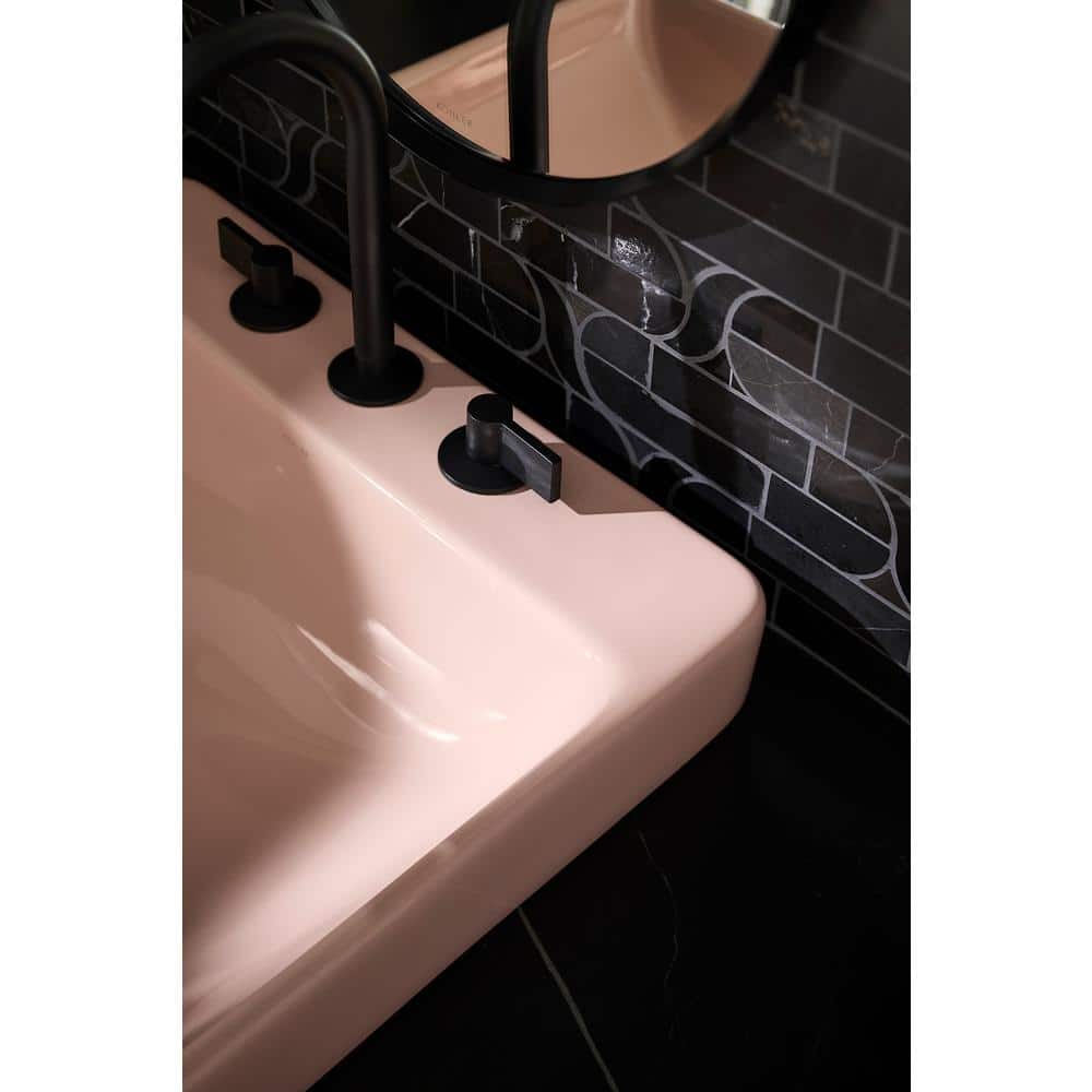 Peachblow Ceramic Rectangular Vessel Bathroom Sink with Overflow