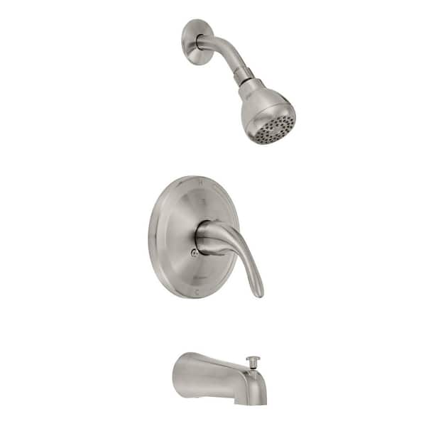 Glacier Bay Builders Single-Handle 1-Spray Tub and Shower Faucet in Brushed Nickel (Valve Included)