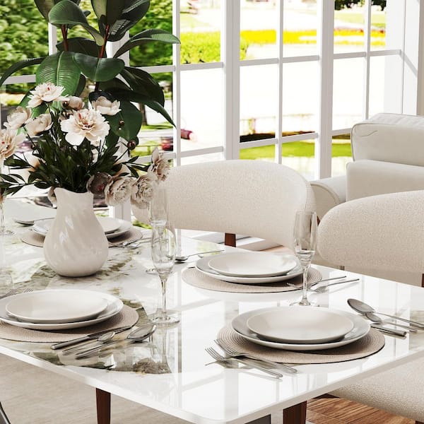 J&E Home Pandora White Rectangle Sintered Stone Tabletop 62.99 in