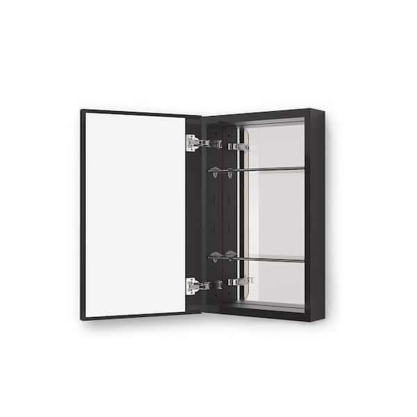 Flicker 15 in. W x 24 in. H Rectangular Aluminum Recessed/Surface Mount Medicine Cabinet with Mirror in Black