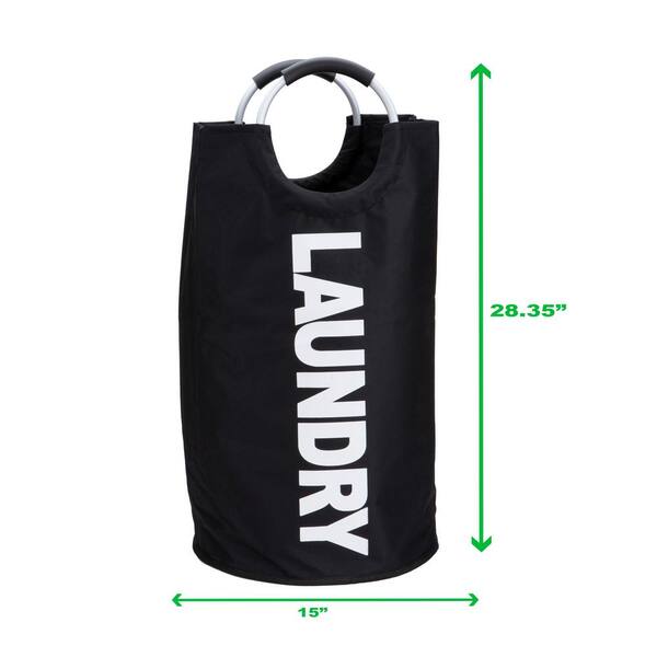 Black Collapsible Fabric Laundry Hamper Basket with Handles