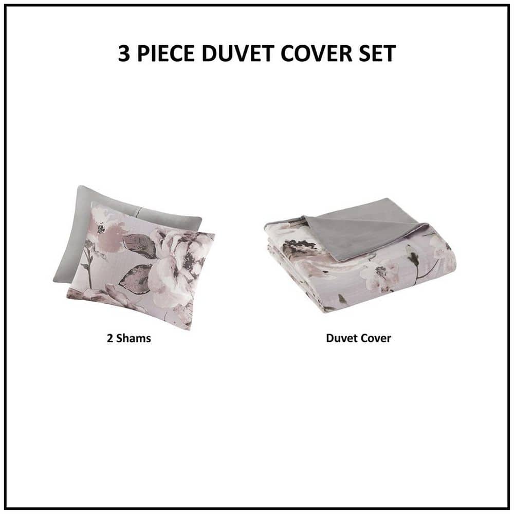 Lilac Floral Cotton Full/Queen Duvet Cover Set