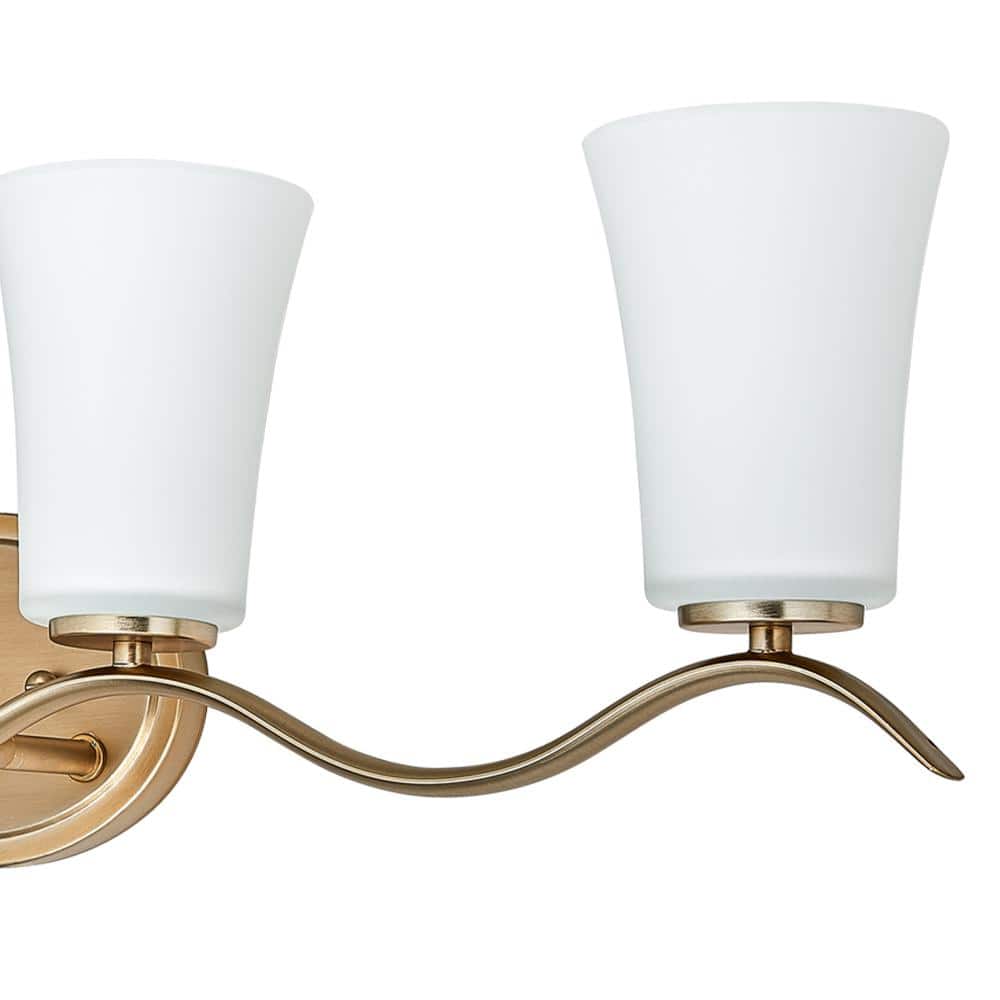 Gold 34.6" Vanity Light with White Glass Shades