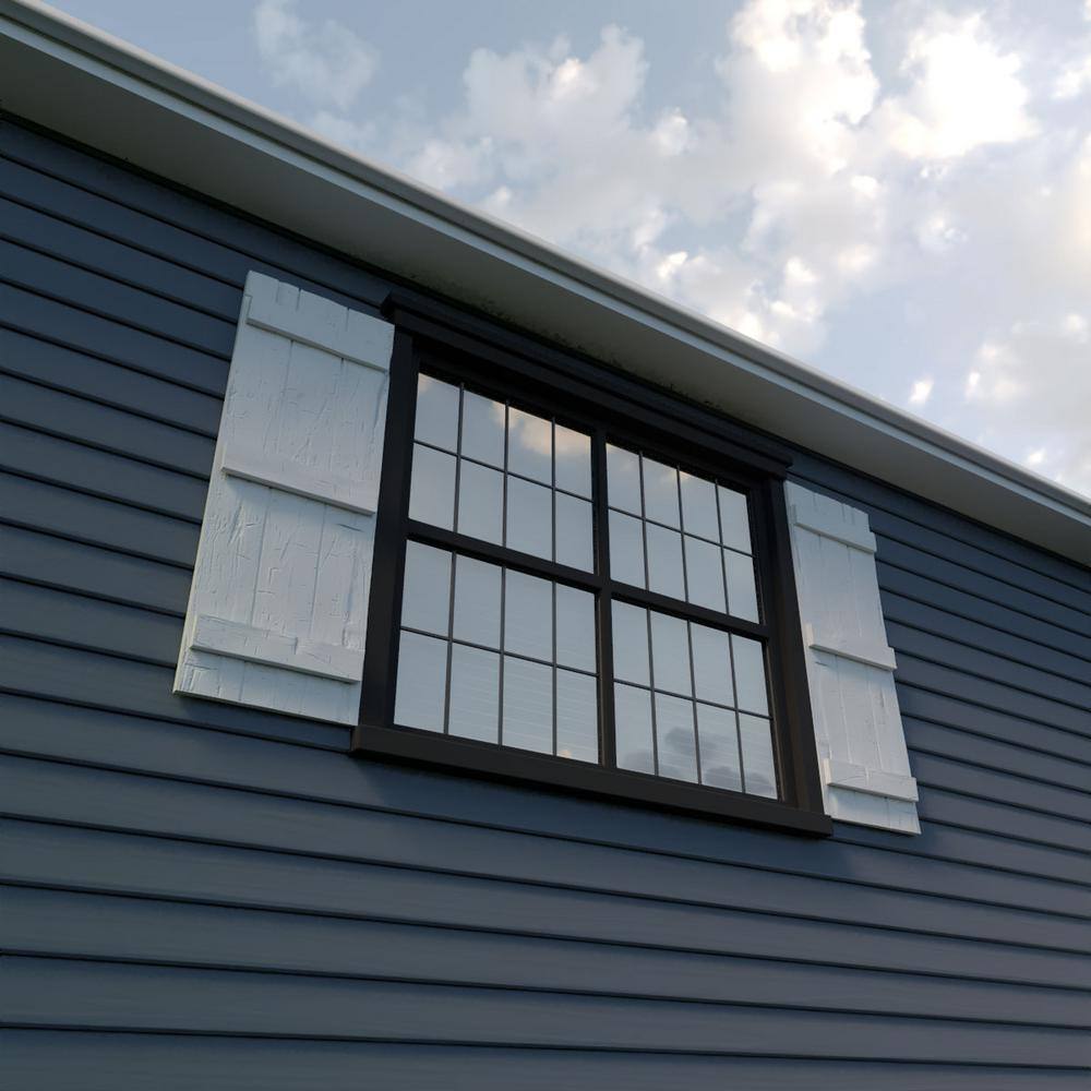 Hand Hewn Tan Faux Wood Board-n-Batten Shutters, 60" x 16.5"