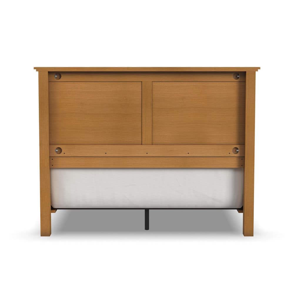 Oak Park Light Brown Queen Wood Panel Bed with Slats