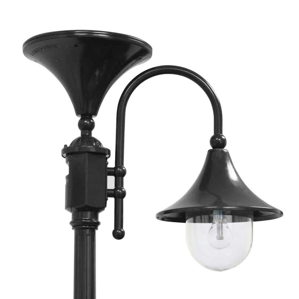 Black Cast Aluminum Solar LED Lamp Post with Dusk to Dawn Sensor