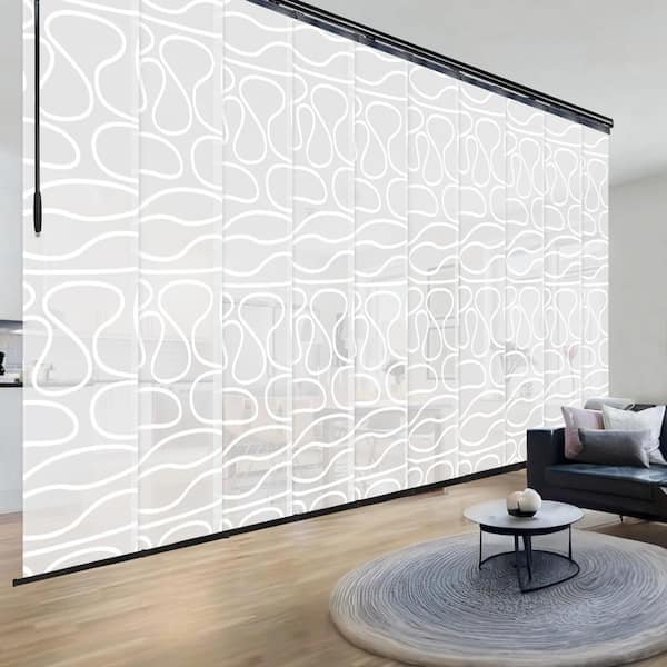 EMOH Swirl 120 in. - 218 in. W x 116 in. L Adjustable 10-Panel Black Double Rail Panel Track with 23.5 in. Slates