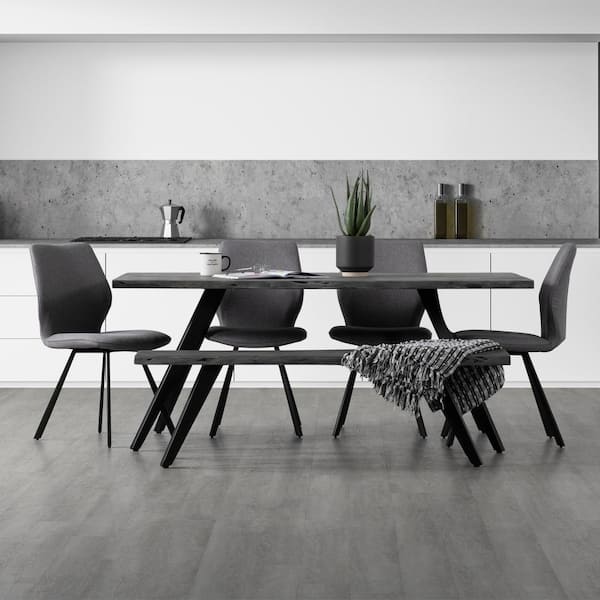 PRIMO INTERNATIONAL Wexford 70 in. Grey Acacia Solid Wood Rectangle Dining Table w/ Black Angled Legs Seats 6
