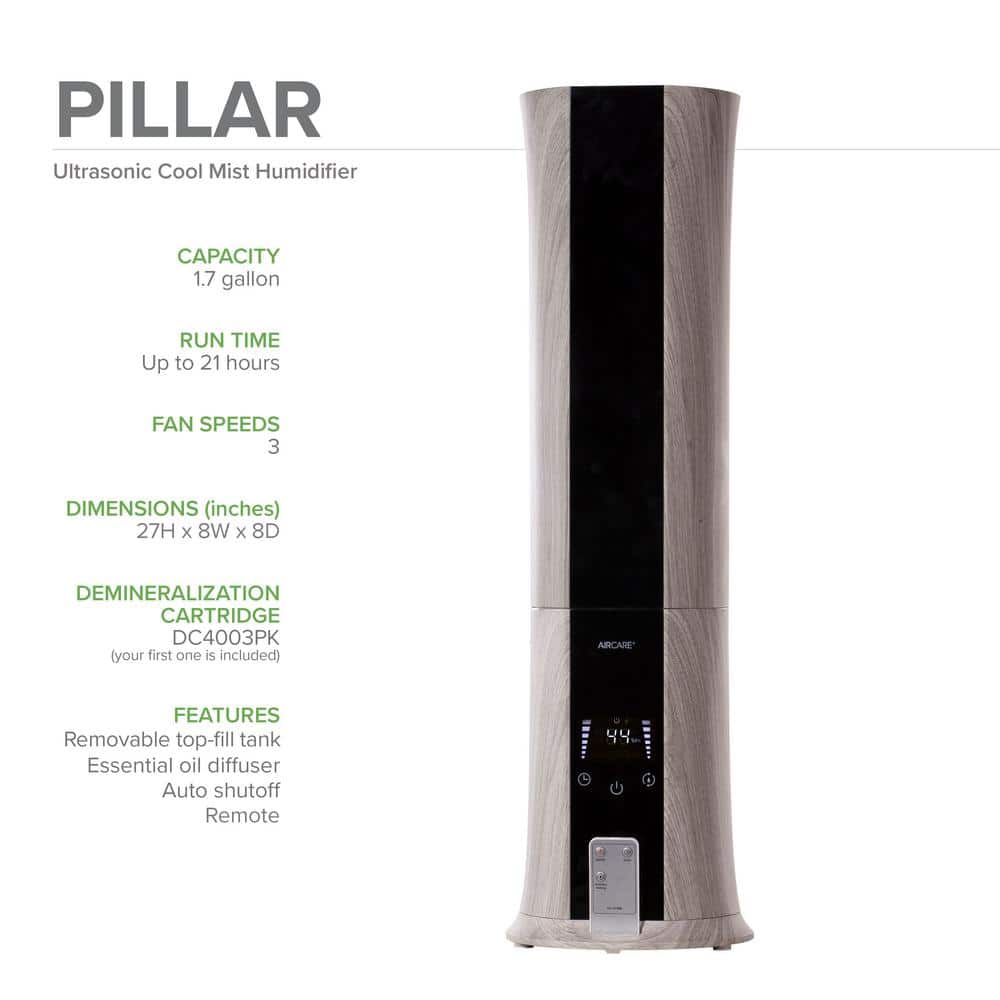 Tall Ultrasonic Cool Mist Humidifier with Driftwood Finish