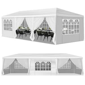 10 ft. x 30 ft. Outdoor White Tent with 8 Removable Sidewalls Use for Party, Wedding, Marketplace